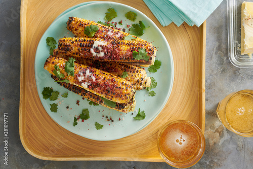 Grilled Corn on Plate photo