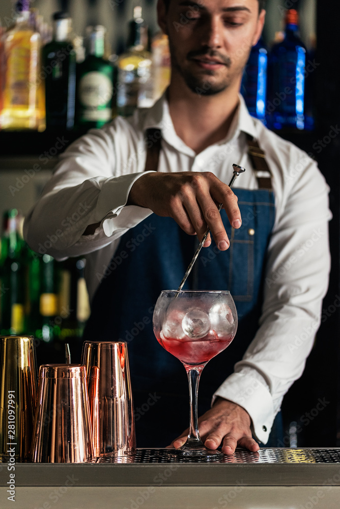 Professional young bartender working Professional young bartender working