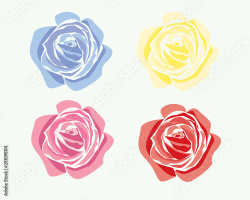 Set of colorful flowers of roses.