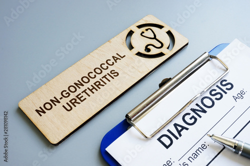 Non-gonococcal or nongonococcal urethritis NGU diagnosis on plate. photo