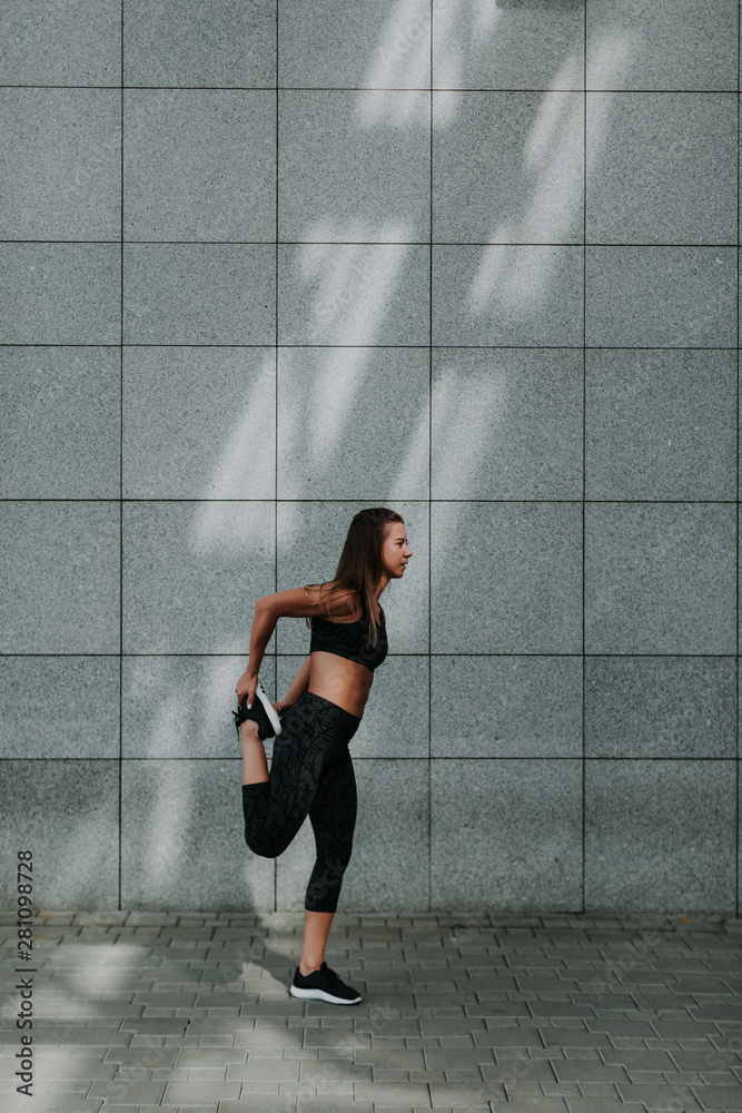Woman work out at city, Minsk, Belarus Woman work out at city, Minsk, Belarus