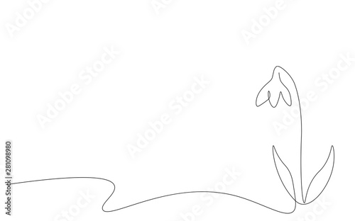 Flower isolated on white background. Continuous line drawing, vector illustration