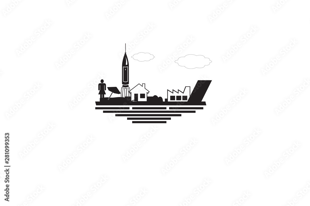 Naklejka premium Vector illustration of a residential building