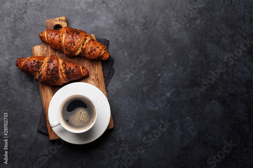 Coffee and croissant Fototapeta