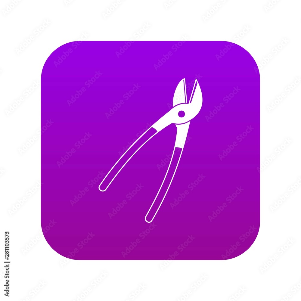 Metal shears icon digital purple for any design isolated on white vector illustration