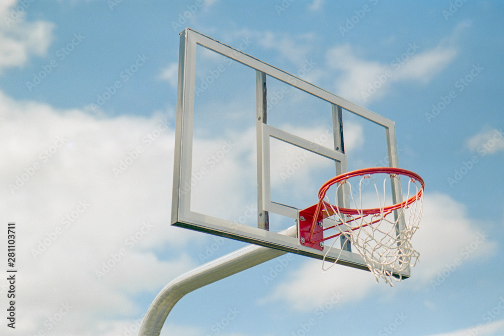 Glass Basketball Backboard with Cloudy Sky Glass Basketball Backboard with Cloudy Sky