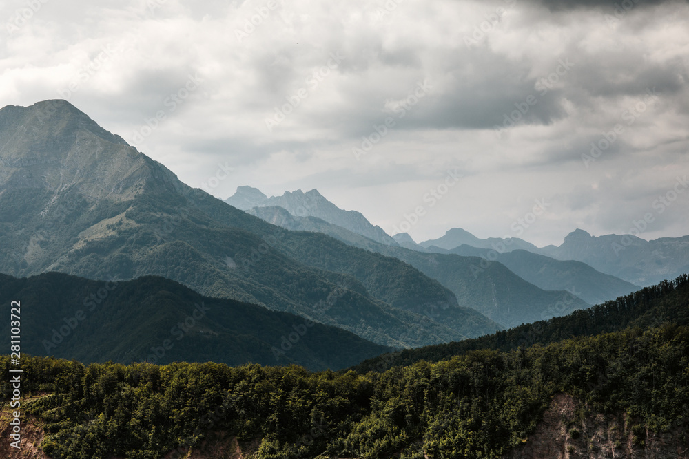 View of the mountain peaks View of the mountain peaks
