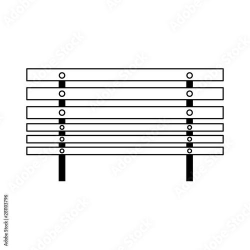 park bench wooden furniture cartoon in black and white