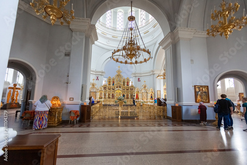 OMSK, RUSSIA - JULY 28, 2019: Religious procession in the city center, dedicated to the 1031th anniversary of the introduction of Christianity in Russia by Prince Vladimir in 988
