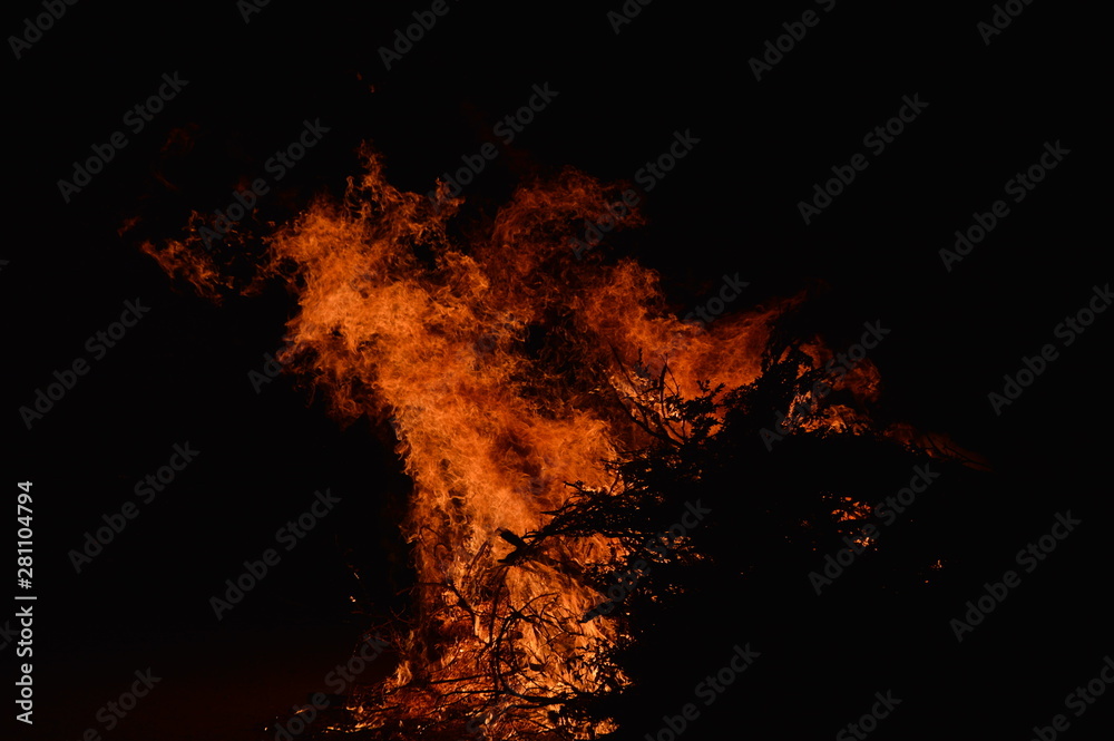 A big wood fire in the night A big wood fire in the night
