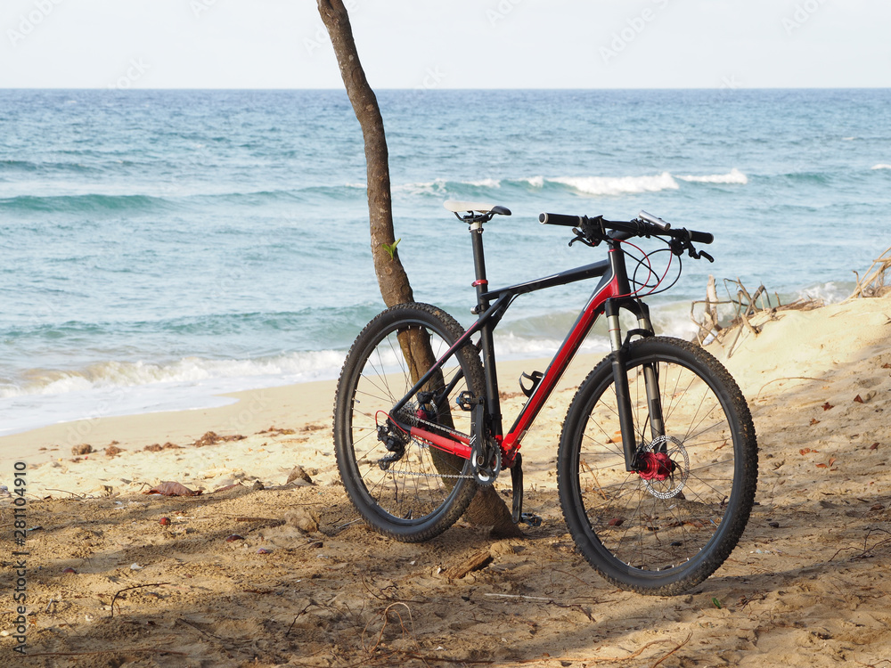 Fototapeta premium Bicycle on the shores of the Atlantic Ocean.