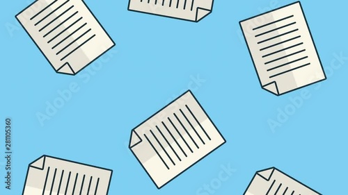 paper documents files rain animation