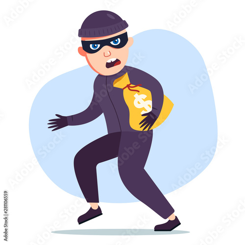 Fototapeta the robber stole a bag of money. the criminal