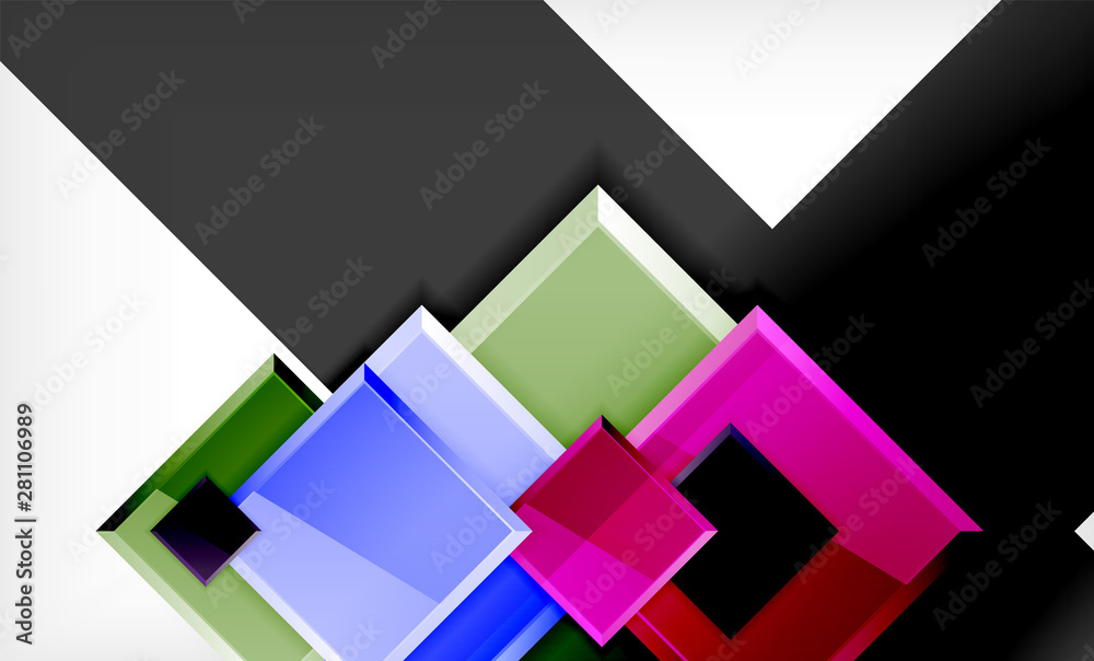 Bright colorful square shape blocks geometrical background