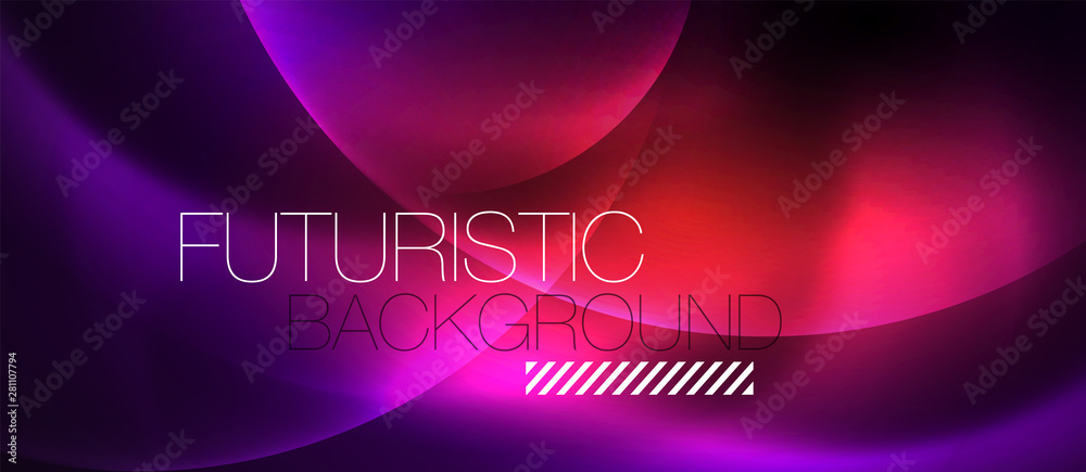 Shiny neon color light with circles abstract background Shiny neon color light with circles abstract background