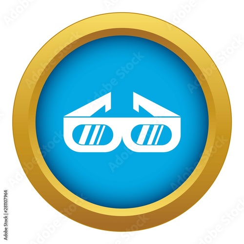 Glasses for 3D movie icon blue vector isolated on white background for any design