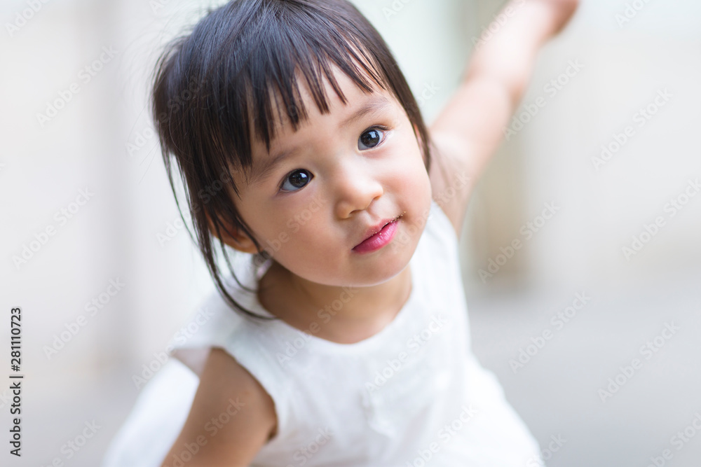Lovely Chinese toddler girl in white skirt Lovely Chinese toddler girl in white skirt