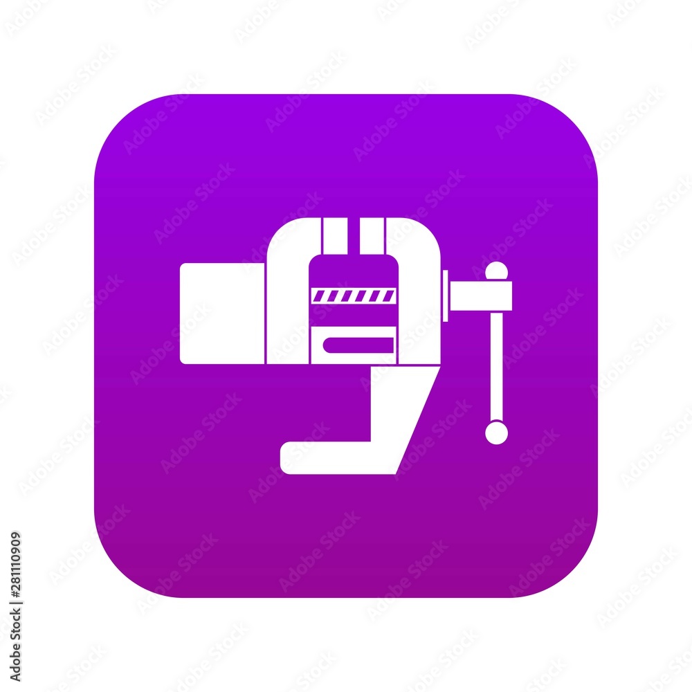 Vise tool icon digital purple for any design isolated on white vector illustration Vise tool icon digital purple for any design isolated on white vector illustration