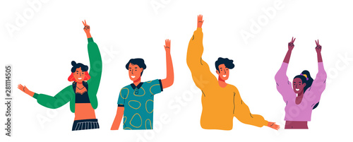 Diverse colorful young people isolated