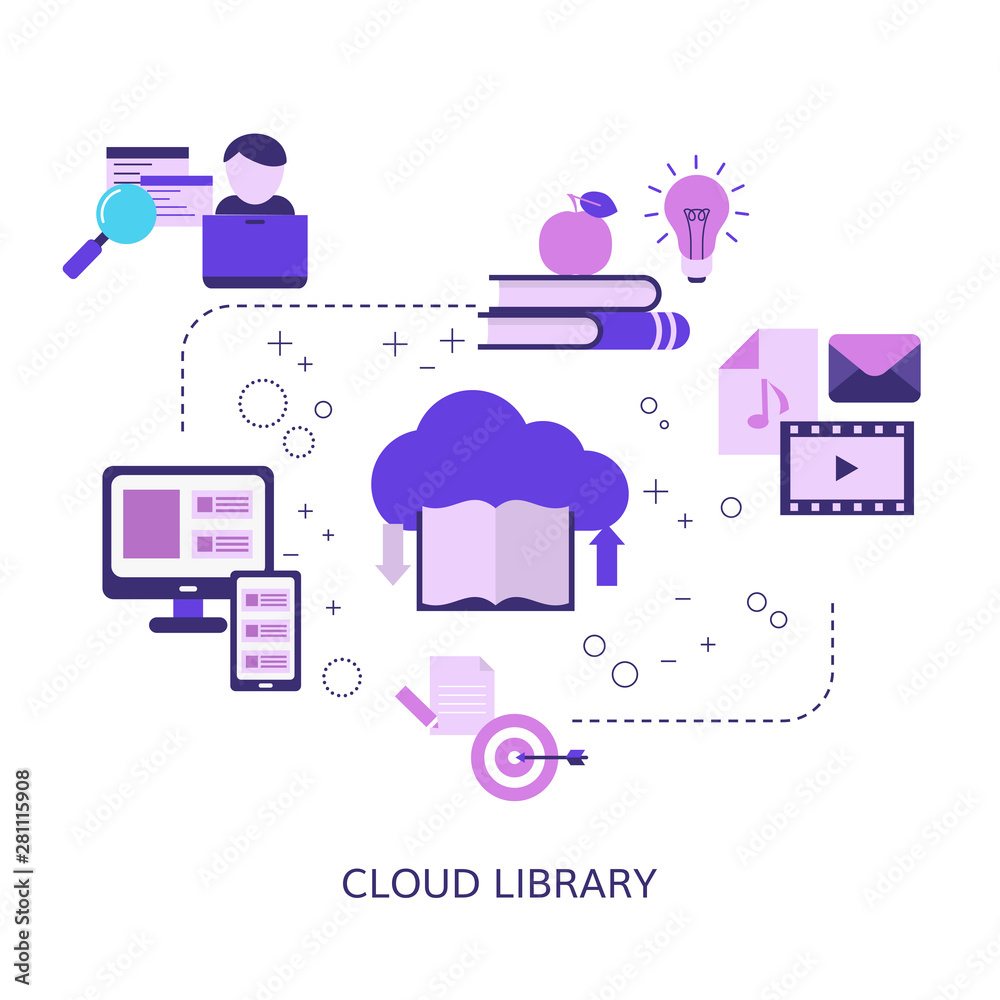 cloud library vector illustration