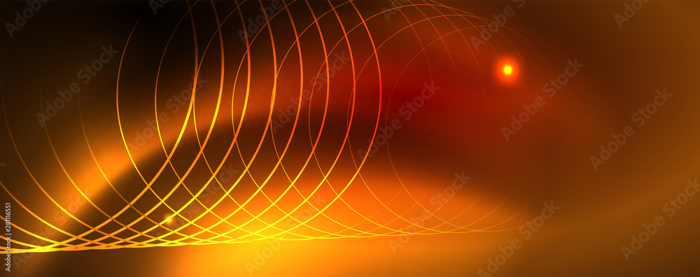 Neon glowing techno lines, hi-tech futuristic abstract background template, vector Neon glowing techno lines, hi-tech futuristic abstract background template, vector