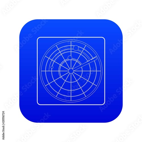 Radar icon blue vector isolated on white background