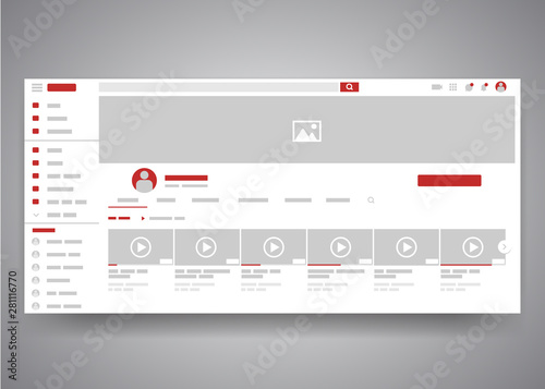 Valokuva Web browser youtube video channel user interface page with search field and video list