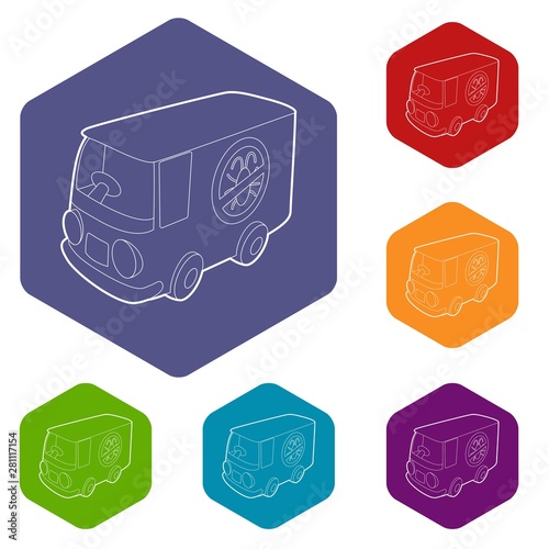 Disinfection car icon. Outline illustration of disinfection car vector icon for web
