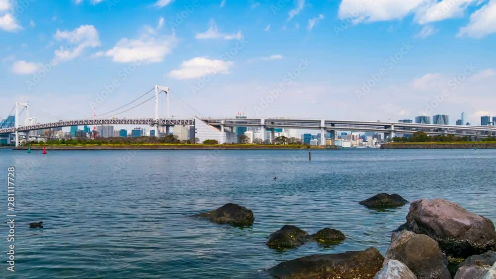 4k Time lapse of Rainbow bridge in Odaiba, Tokyo, Japan
