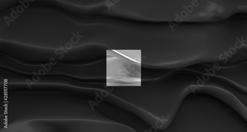 Luxury black background abstract shape. Flowing glossy black shapes. Abstract melting wall. 3D rendering.