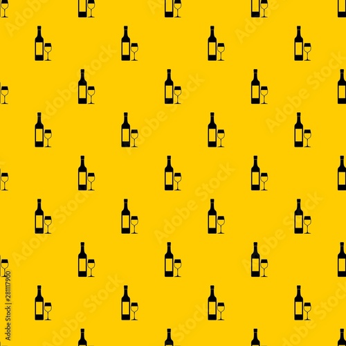 Bottle of wine pattern seamless vector repeat geometric yellow for any design