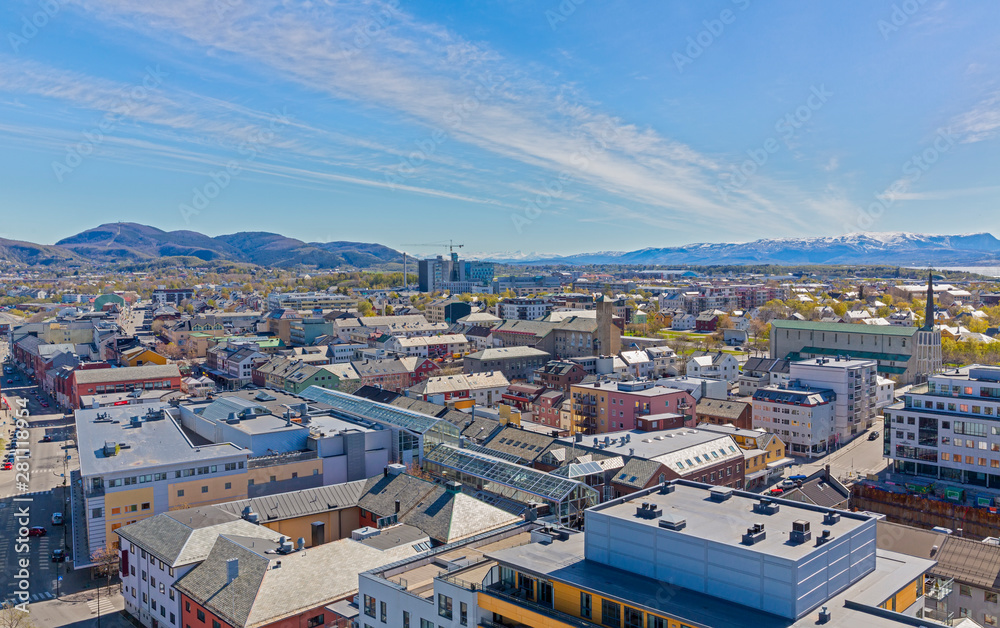 Aerial View Of Norwegian City Bodo , Norway. 