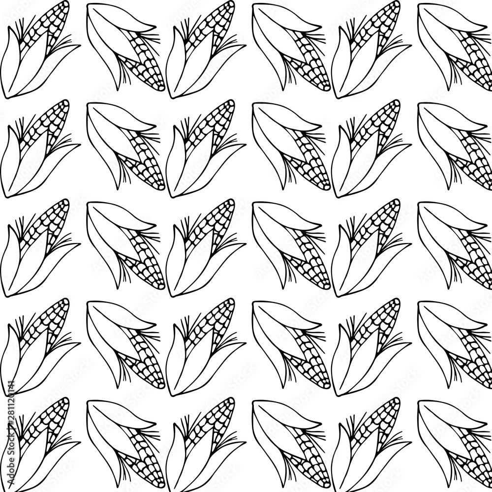 Fototapeta premium Very high quality original trendy pattern vector illustration of corn. Summer and autumn farm design elements. Pattern. Hand drawn.