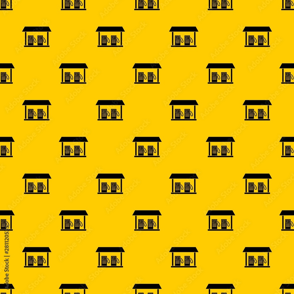 Gas station pattern seamless vector repeat geometric yellow for any design