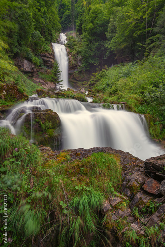 Beautiful waterfall in switzerland near Interlaken