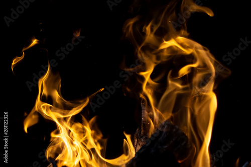 strong fire flames on black isolated background © Oleg_Yakovlev