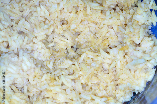 Rice with curry refined and served hot