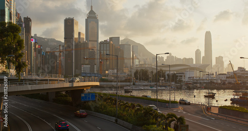 Canvas Print Hong Kong at sunset time