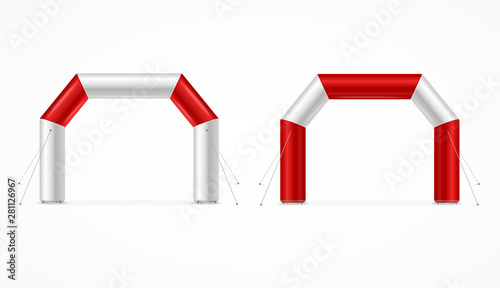 Realistic Detailed 3d Square Inflatable Archway Set. Vector