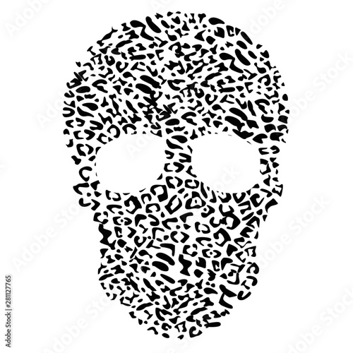 Design for a shirt of a leopard print skull isolated on white