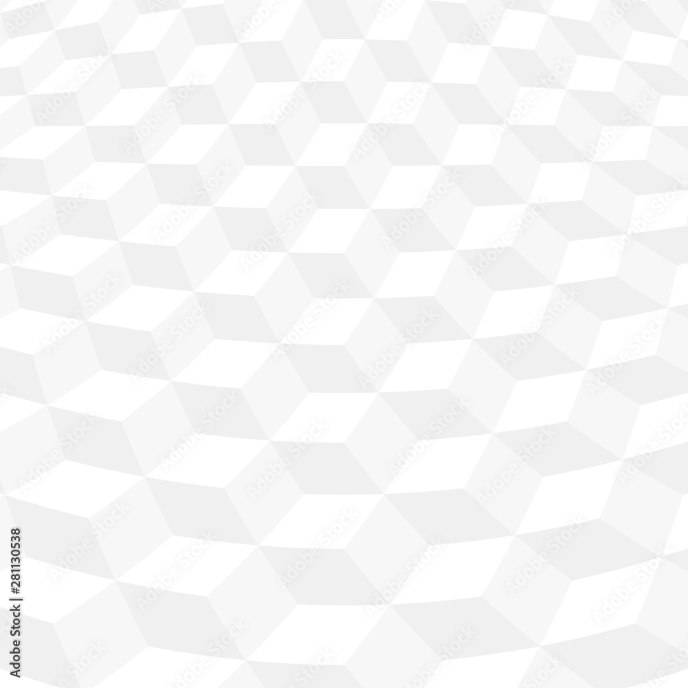 White tile geometric decorative 3d texture - mosaic cubes creative design. Vector distorted background with perspective. White tile geometric decorative 3d texture - mosaic cubes creative design. Vector distorted background with perspective.