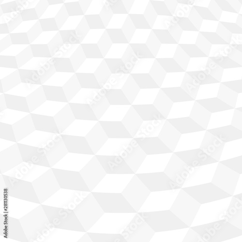 White tile geometric decorative 3d texture - mosaic cubes creative design. Vector distorted background with perspective. © ExpressVectors