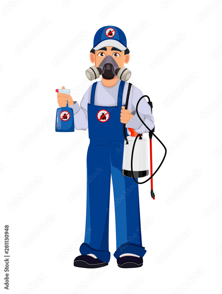 Pest control worker in protective workwear Pest control worker in protective workwear