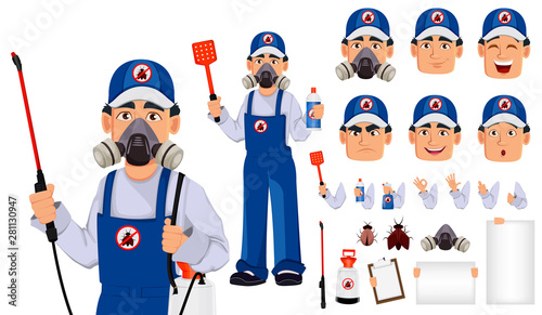 Pest control worker in protective workwear