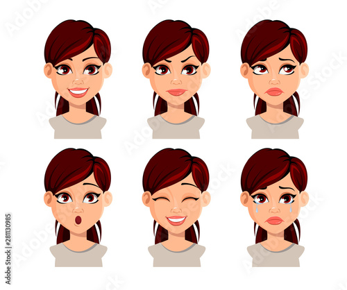 Face expressions of beautiful woman