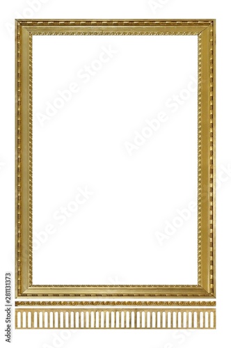 Golden frame for paintings  mirrors or photo isolated on white background