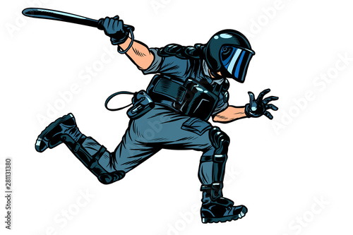 riot police with a baton