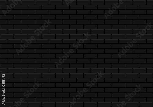 Black brick wall seamless texture. Realistic decorative background.