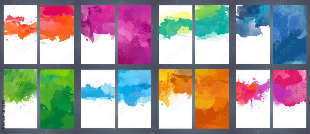 Big set of bright vector colorful watercolor background for poster, brochure or flyer - obrazy, fototapety, plakaty 