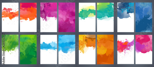 Big set of bright vector colorful watercolor background for poster, brochure or flyer